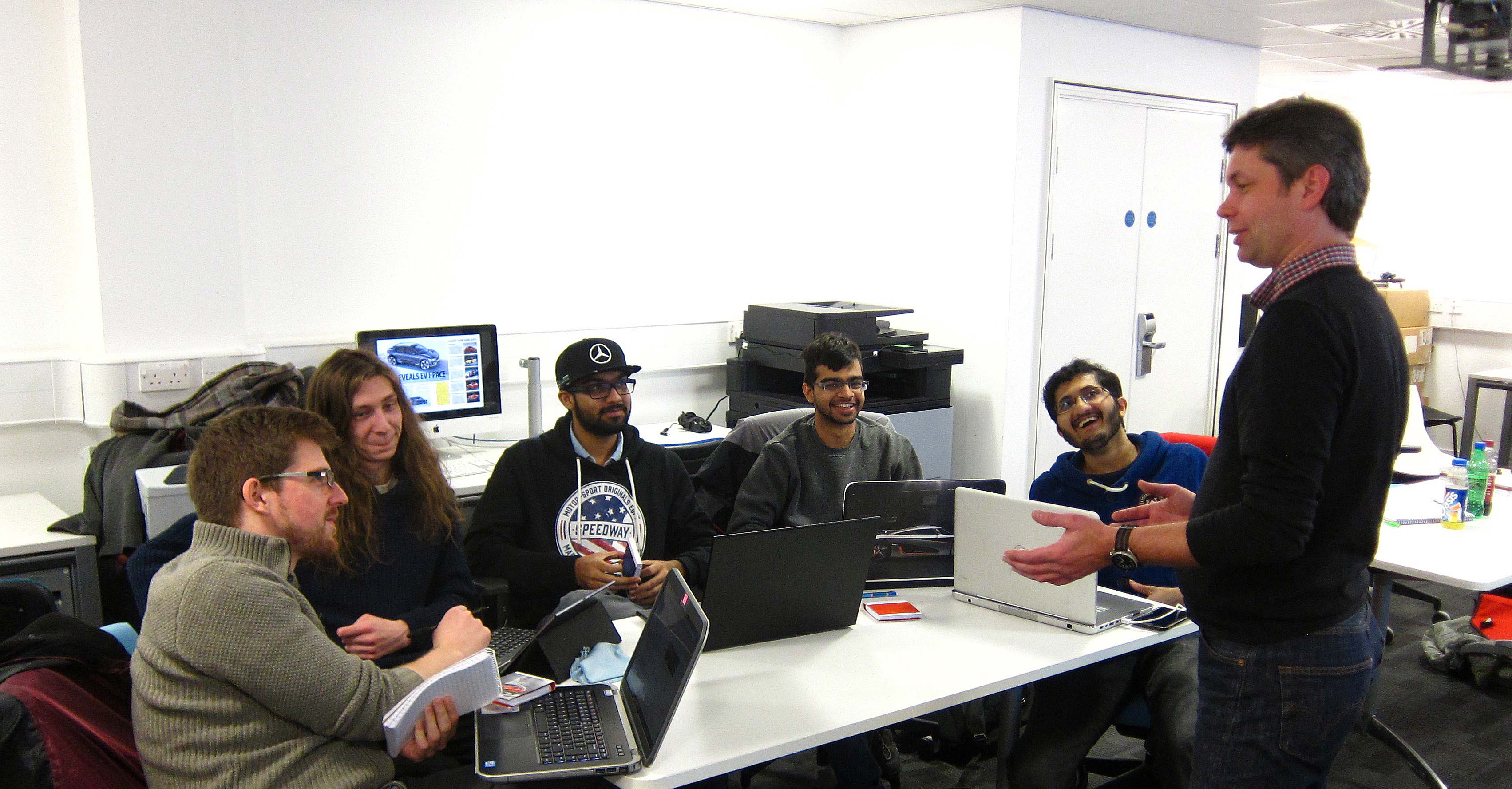 Andrew Noakes and MA Automotive Journalism students at Coventry University
